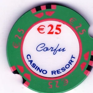 Greece: Carfu Casino Resort 25 Euro Notched - Picture 1 of 2