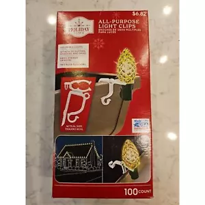 Holiday Time All Purpose Light Clips 100 Count White Holds All Lights Christmas - Picture 1 of 5