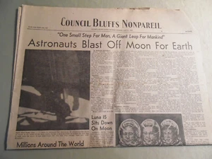 Council Bluffs Nonpareil Newspaper / July 24 1969 / Free Domestic Shipping - Picture 1 of 3