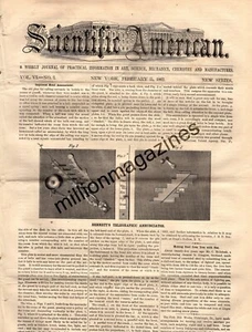 1862 Scientific American February 15 - Hair Snakes; Queen Bee;Breech-load Cannon - Picture 1 of 1
