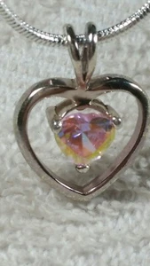  DESIGNER MYSTISCHER TOPAS MERKUR NEBEL HERZ STERLINGSILBER ANHÄNGER HALSKETTE 18" - Bild 1 von 7