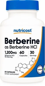 Nutricost Berberine HCl 600mg, 60 Capsules - Gluten Free, Vegetarian & Non-GMO - Picture 1 of 5