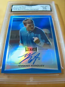 EVGENY KOROLEV 2016 FOGLIA METALLO TENNIS BLU PRISMATICO AUTO # 35/50 GRADO 10 - Foto 1 di 2