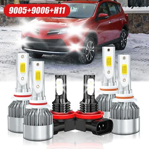 For Toyota RAV4 2006-2012 LED Headlights High Low Beam + Fog Light Bulb 10000lm - Foto 1 di 11