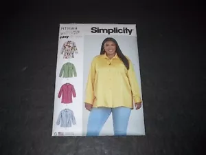 Simplicity Pattern 9708 Women's LS Button Front Shirt Four Styles 30W~38W Unc - Picture 1 of 3