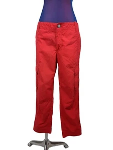 Ralph Lauren Jeans Company Brick Red Y2K Cargo Crop Pants Size 4 Women's - Picture 1 of 10
