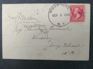 New York: Woodbury 1895 Cover, Dark Violet CDS & Fancy Star, Nassau Co - Picture 1 of 2