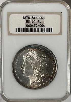 1878 8TF morgan silver dollar NGC MS64 PL (#15465) old fatty holder. Nice P/L. - Image 1 of 2