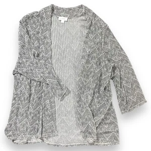 Avenue Womens Plus Size Sweater Black White Open Knit Cardigan 26/28 3X Costal - Picture 1 of 7