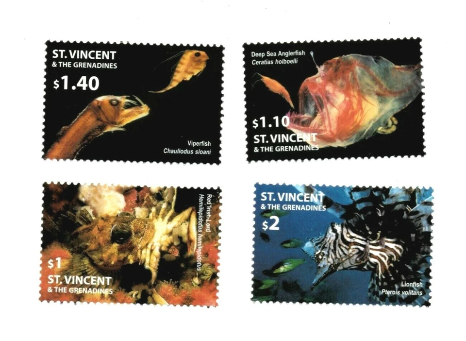 St. Vincent 2004 - Deep Sea Fish - Set of 4 Stamps - Scott #3456-9 - MNH - Image 1 of 1
