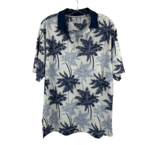 Nat Nast Luxury Men's M Hawaiian Polo Collared Shirt Palm Tree Pattern Vacation - Picture 1 of 6