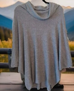 Pullover Heimious Wasserfallausschnitt Rippstrick grau Gr. L Damen - Bild 1 von 8