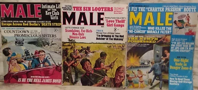 4 Vntg MALE Man's Men's Adventure Cover Art Pulp Magazine 1961, 1966, 1967, 1968 - Image 1 of 4