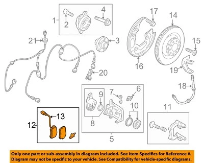 Componentes de freno de suspensión trasera AUDI OEM 13-15 A8 Quattro - Pastillas de freno 4H0698451M Foto 1 de 2