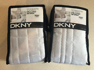 New Pair Of DKNY City Line  Standard Queen Sham Ivory 2x 20x30” Shams