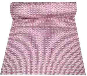 Indian Handmade Print Kantha Bedspread Quilt Cotton Polka Dot Blanket Twin Throw - Picture 1 of 5