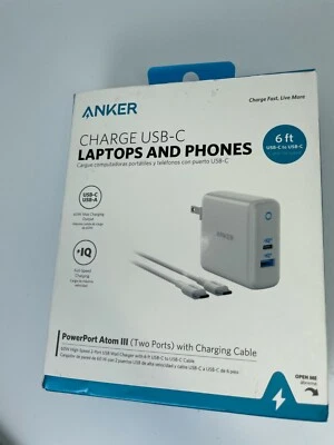 Anker 60W Fast Charge PD usb A C w/ usb c cable for iPad 11" 12.9" iPhone 15 16 - Image 1 of 3