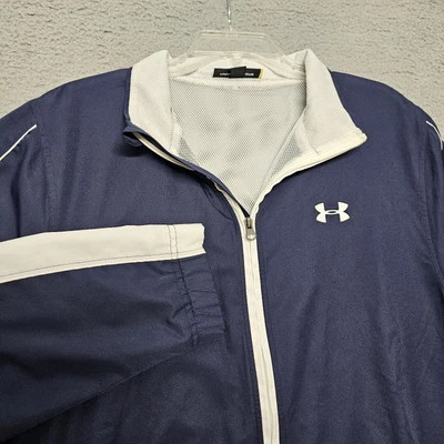 Under Armour Chaqueta de Pista Adulto XL Suelta Cremallera Completa Chaqueta Azul Marino Blanco 1232851 Foto 1 de 4