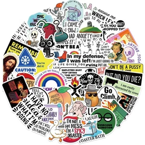 50 Funny Cartoon Snarky Trendy Meme Stickers, Laptop/Bottle Decal, Waterproof - Picture 1 of 12