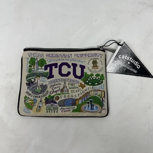 Catstudio TCU Texas Christian University Horned Frog Zip Pouch Bag With Stain - Picture 1 of 3