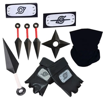 NEU Naruto Stirnband Konoha Kakashi Maske Naruto Kunai und Shuriken Cosplay Toys - Bild 1 von 4