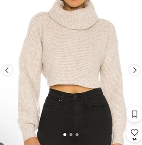 Michael Costello X Revolve Safia Peek A Boo Crop Pullover Oatmeal Gr. S Fuzzy - Bild 1 von 10
