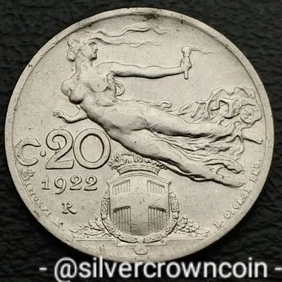 Italy 🇮🇹 20 Centesimi 1922 R. KM#44. Nickel 20 Cents coin Flying Victory Savoy — 第 1/4 张图片