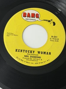 NEIL DIAMOND - KENTUCKEY WOMAN/THE TIME IS NOW - ORIGINAL 1967 BANG RECOURD EX - Imagen 1 de 2