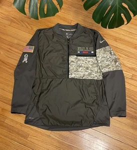 Hombres Grande Buffalo Bills Nike On Field Salute Service 1/2 Cremallera Sudadera Chaqueta - Imagen 1 de 10