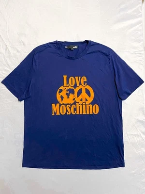Love Moschino Earth Peace 3D Graphic T-Shirt Navy Orange XL Rare Streetwear  - Image 1 of 4