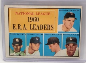 1961 Topps NL 1960 ERA Leaders Broglio / Don Drysdale / Friend / Williams #45 - Picture 1 of 2