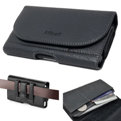 For iPhone 16,15 Pro,15, 14,Leather Carrying Case Belt Clip Holster Wallet Pouch - Image 1 of 4