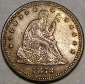 1873 LIBERTY SITZENDES SILBERVIERTEL SEHR SELTEN GESCHLOSSEN 3 WUNDERSCHÖNE TIEFE PURPURFARBEN - Bild 1 von 3