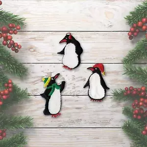 Penguins Patches (3-Pack) Christmas Iron on Patch Applique - Picture 1 of 3