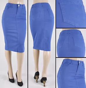 NWT Stretch Color Twill Basic 28"L Calf Length Skirt - size XS - #SG-77546 - Picture 1 of 10