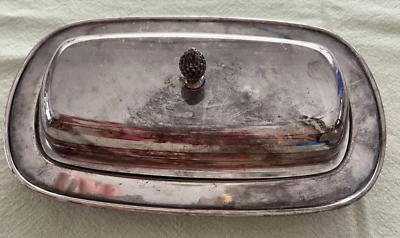 Plato de mantequilla vintage Wm Rogers inserto de vidrio patrón de acabado de piña Foto 1 de 4