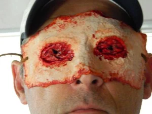 HALLOWEEN HORROR MOVIE PROP - Skinned Face Mask Gouged out eyes - Picture 1 of 1