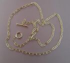 925 Silver 14k Gold Plate Paperclip Adjustable Chain Necklace Long 22inch Womens