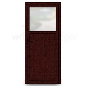 Nebeneingangstür Nebentür Kellertür Kunststoff weiß/mahagoni, Milchglas - Bild 1 von 4