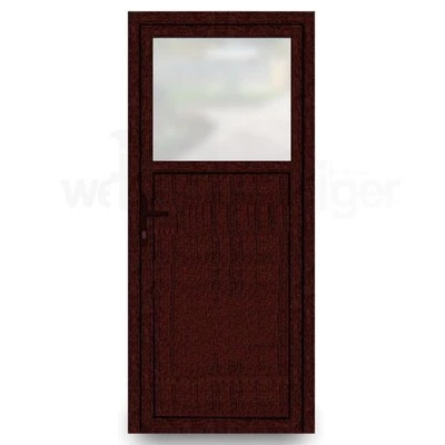 Nebeneingangstür Nebentür Kellertür Kunststoff weiß/mahagoni, Milchglas - Bild 1 von 4