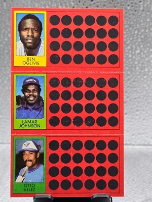 1981 Topps Scratch Off Ben Oglivie Lamar Johnson Otto Velez Full Panel! - Image 1 of 2
