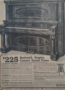 1911 Antique Beckwith Empire Concert Grand Piano Sears Catalog Page Vtg Print Ad - Picture 1 of 3