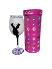Lolita NIB Little Black Dress Hand Painted Wine Glass