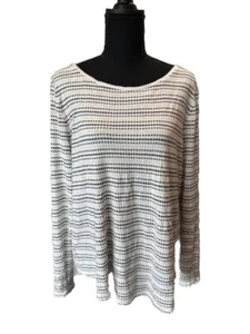 Ann Taylor LOFT Damen T-Shirt weiß gestreift Freizeit Langarm Gr. XL - Bild 1 von 5