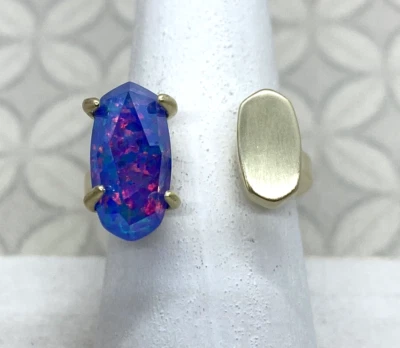 Anillo Kendra Scott Pryde Tono Dorado Indigo Ilusión Ópalo Kyocera Personalizado M/L (7,8 Foto 1 de 4