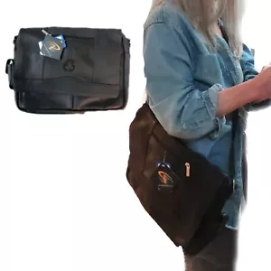 Schwarze Leder-Laptop-Kuriertasche mit Klappe - NBA - CELTICS NEU MIT ETIKETT Marken Pangea - Bild 1 von 7
