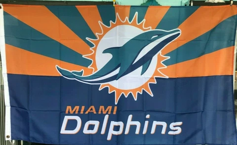 Miami Dolphins 3x5 Foot Starburst Flag Banner New 2 Grommets and a tie Cover