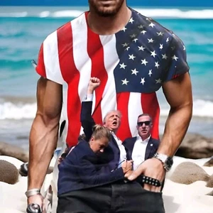Donald Trump Assassination Attempt USA Flag T-Shirt Mens Large - Picture 1 of 9