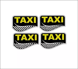 Taxi Checker Yellow Cab for Hire 4 Pack Decal Stickers 1.75" x 2.75" P973 - Picture 1 of 1