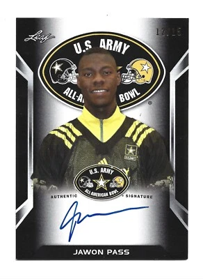 Jawon Pass AUTOGRAPH /15 2016 Leaf U.S. Army All-American Bowl AUTO - Image 1 of 2